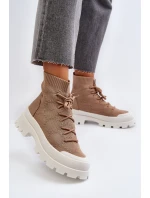 Dámské Ponožkové Nazouvací Botky Hnědé Solime