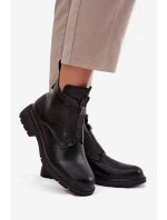 Zateplené dámské boty na zip s ozdobným detailem Černé Roselle