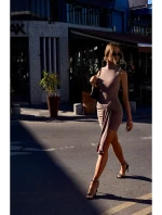 M841 Mini šaty s vázáním vpředu - béžové