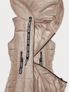 Světle béžová dámská vesta s kapucí S'West (B8226-51)