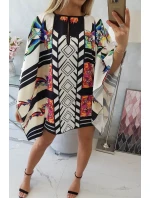 Netopýří šaty s vázáním v pase bílé