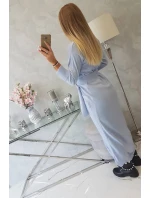 Svetr dlouhý svetr vázaný v pase modrý