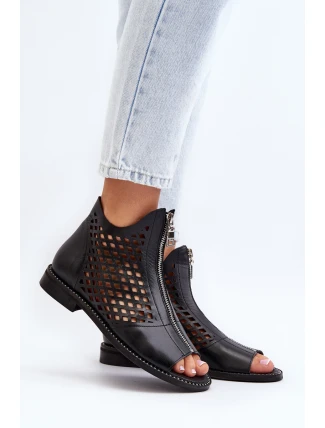 Zazoo 977/L Kožené vyšívané sandály na zip Zazoo 977/L Kožené vyšívané sandály na zip