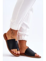 Dámské kožené žabky Černá Amite