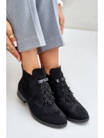 Zateplené Nízké Boty S Dekorací Na Zip Černé S.Barski HY42-715