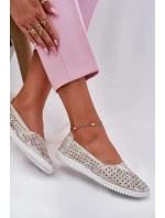 Semišové perforované dámské polobotky zlatobéžové Chulieta