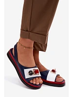 Kožené dámské sandály s ozdobou D&A GR61-5932 tmavě modré