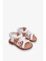 Dětské pletené nazouvací sandály Bíle Tracy Dětské pletené nazouvací sandály Bíle Tracy