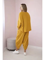 Bavlněná mikina kalhoty set 29715 hořčice - Kesi