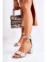 Kožené Sandály Na Vysokém Podpatku Maciejka 04141-42 Zlaté