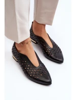 Průsvitné baletky z přírodní kůže Zazoo 2883 Černé