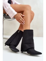 Dámské boty na podpatku se zahnutým svrškem a špičatými špičkami černé Naritua