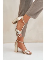 Sandály Z Přírodní Kůže Na Podpatku Laura Messi 2766