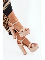 Dámské sandály na vysokém podpatku a platformě lakované béžové Jovenes Dámské sandály na vysokém podpatku a platformě lakované béžové Jovenes