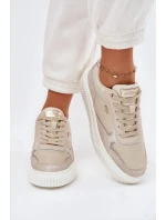 Dámské Kožené Tenisky Na Platformě Béžové Velarria