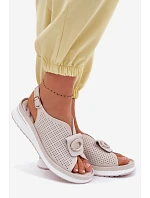 Kožené dámské sandály s ozdobným detailem šedé Deliva