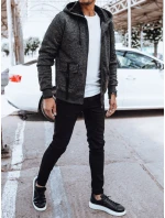 Pánská teplá mikina na zip tmavě šedá FashionStreet BX5607