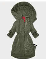 Dámská bunda v olivové barvě s ohrnutými rukávy LHD (LHD-24591)