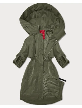 Dámská bunda v olivové barvě s ohrnutými rukávy LHD (LHD-24591)