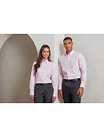 Premier PR 338 Oxford pruhovaná halenka s dlouhým rukávem 39.0338 white/pink
