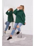 Zateplená mikina se zipem na zádech tmavě zelená