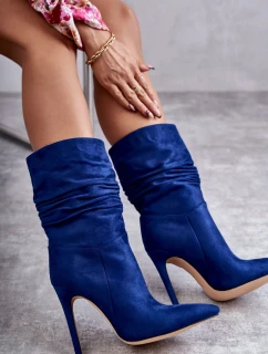 Dámské mačkané kozačky kozačky Modré Laguna