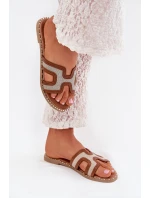 Dámské Pantofle Na Plochém Podpatku Hnědé Vereya