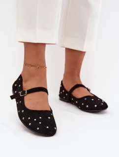 Zdobené dámské baleríny s páskem Černé Olivisse