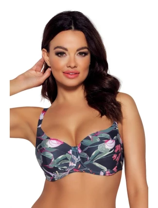 Dámská plavková podprsenka SK 173 tm.modrá-květy - Ava Dámská plavková podprsenka SK 173 tm.modrá-květy - Ava