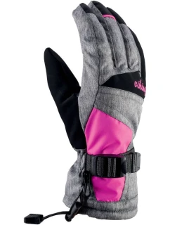 Lyžařské rukavice Viking Ronda Ski Lady s nastavitelným lemem, šedé/růžové (113/20/5473/46)