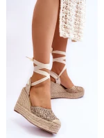 Vázané dámské sandály na klínu Béžové Josephine