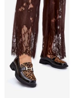 Kožené Lakované Mokasíny Leopard Vinceza 66790 Černé