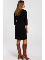 S178 Svetrové šaty s dlouhým rukávem - černé