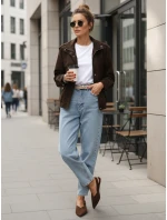 FashionStreet dámská semišová bunda bomber v čokoládové barvě TY5571 FashionStreet dámská semišová bunda bomber v čokoládové barvě TY5571