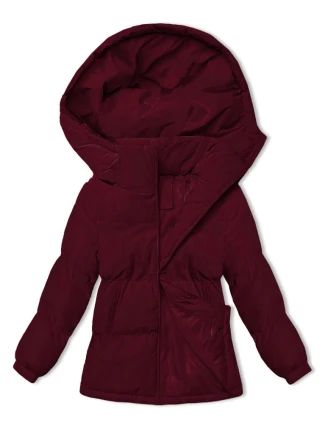 Dámská zimní bunda ve vínové bordó barvě s kapucí (5M3169-1)