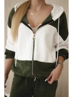 Souprava žebrovaného veluru mikina + kalhoty khaki Souprava žebrovaného veluru mikina + kalhoty khaki