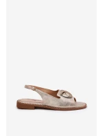 Lesklé dámské sandály s ozdobou S.Barski KV51-006 zlaté