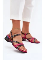 Dámské Kožené Sandály Na Podpatku S Pásky Maciejka 06959-39 Fuchsie