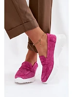 Dámské mokasiny z přírodního semiše na platformě Vinceza 79626 Fuchsiová