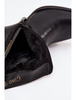 Dámské kožené zateplené boty Jovelle – černé, na podpatku