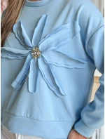 Dámská oversize mikina s květinou PETITKA modrá FashionStreet BY1385