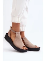 Zazoo 2914 Dámské sandály z velur zamszové béžové