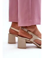 Kožené sandály na podpatku Maciejka 06419-25 Zlaté