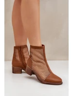 Síťované Dámské Boty Na Podpatku Hnědé Lithyia