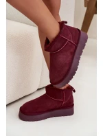 Módní semišové nízké sněhule bordó Nucca