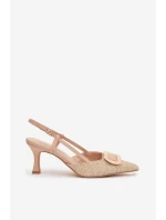 Dámské sandály na podpatku s ozdobným prvkem Nude Eslina