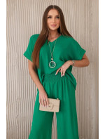 Souprava s náhrdelníkem halenka + kalhoty zelené