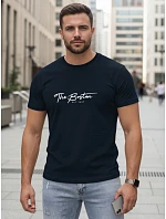 Pánské bavlněné tričko s potiskem „The Boston“, tmavě modré, FashionStreet NX5129R