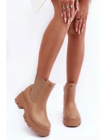 Dámské kožené botky se zdobením Bežové Lobb