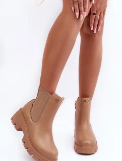 Dámské kožené botky se zdobením Bežové Lobb